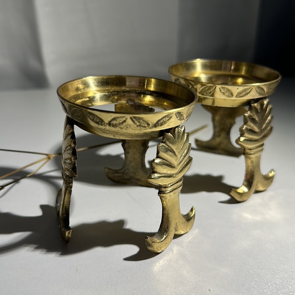 Vintage Brass Gazing Ball Stands, Set of 2 Made in India - Picture 6 of 10